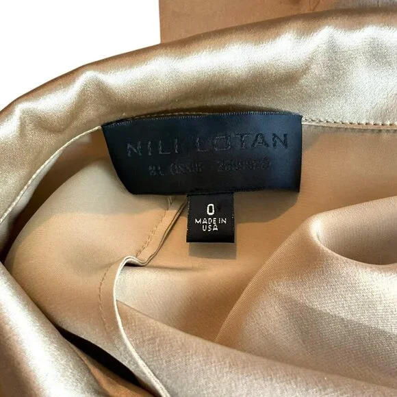 Nili Lotan Sophia Charmeuse Blazer Gold 100% Silk One Button Jacket Size 0 - Picture 11 of 13